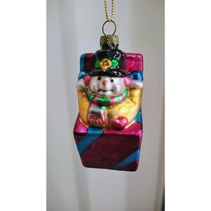 Thomas Pacconi Museum Series Snowman Gift Box Glass Christmas Ornament Vintage